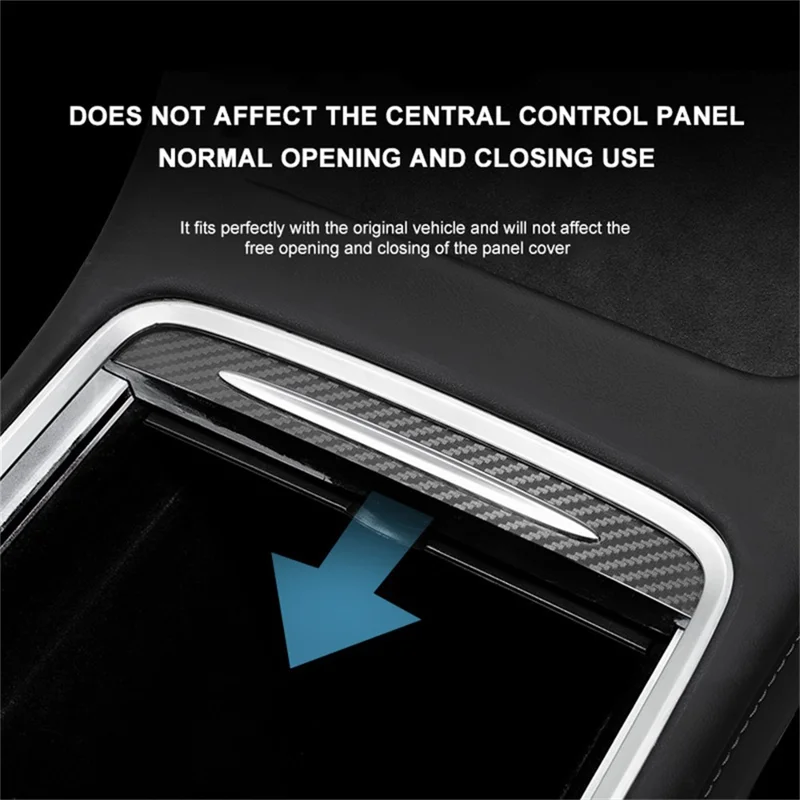 M30246 For Tesla Model 3 17-22 / Model Y 21-22 Car Center Console Cover Protector PU Central Control Panel Sticker - Carbon Fiber
