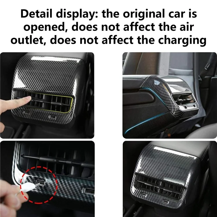 M30035 Per Tesla Model 3 / Model Y Cornice Vent Posteriore in Plastica per Interni - Fibra di Carbonio