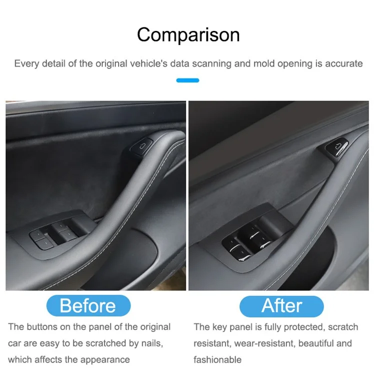 M30810 11Pcs Car Sticker Set Resin Button Repair Kit Window Switch, Door Lock Stickers for Tesla Model Y / 3