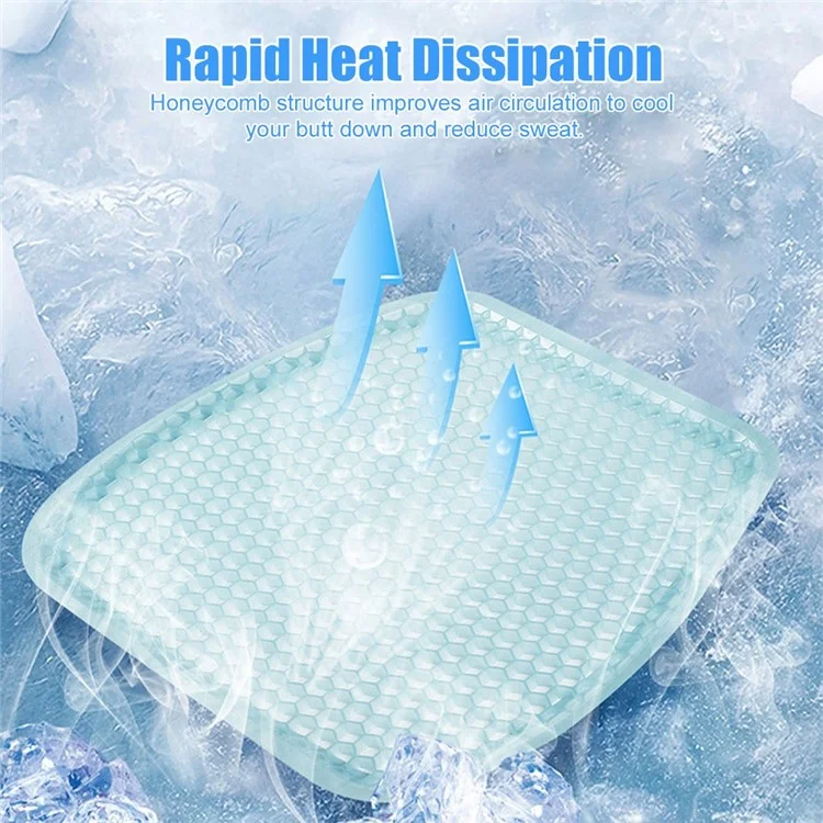 Pad de siège de refroidissement pour voiture Coussin de siège en gel à pression soulageante et respirant pour chaise de bureau - Bleu