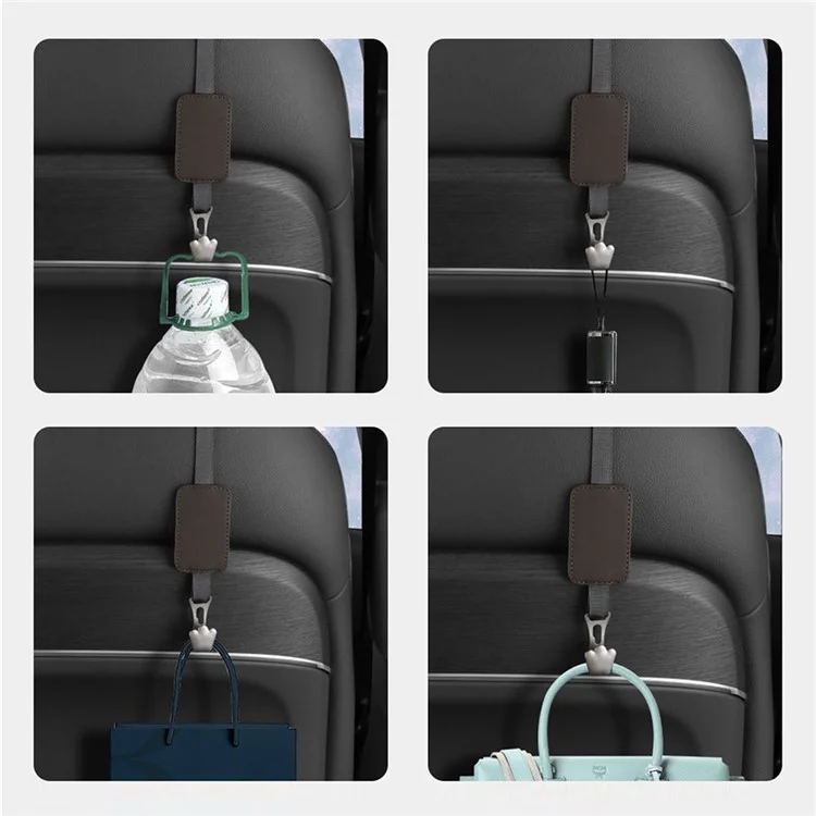 3053 Multifunction Car Seat Headrest Hook Backseat Headrest Hanger Storage for Handbag, Coat, Grocery Bag, Umbrella - Red