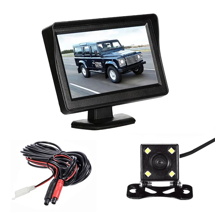 RH-305 Monitor de Visualización de Video LCD de 4.3 Pulgadas Con Una Cámara de Luz de 4 Led Kit Del Sistema de Estacionamiento