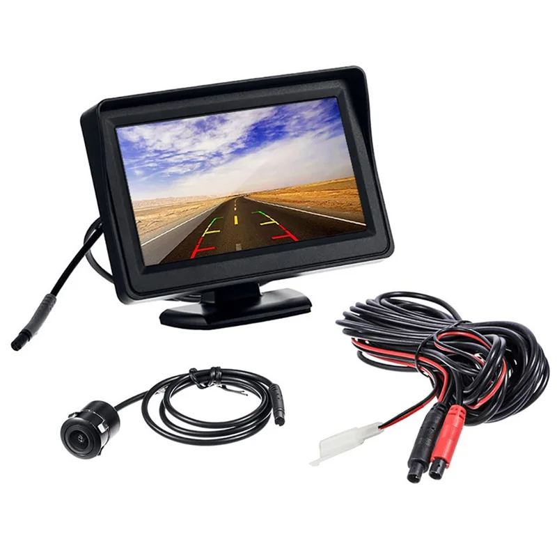 RH-304 4,3'' Ekran Dotykowy System Parkowania Samochodu Kąt Patrzenia 170 Stopni Okrągła Kamera Tylna z Kablem Wideo