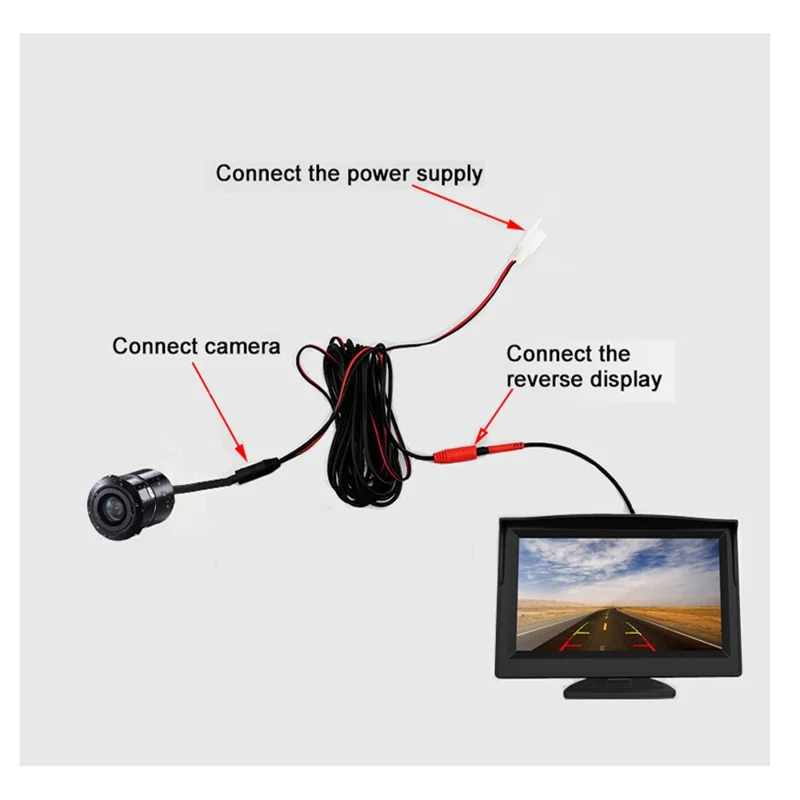 RH-304 4,3'' Ekran Dotykowy System Parkowania Samochodu Kąt Patrzenia 170 Stopni Okrągła Kamera Tylna z Kablem Wideo