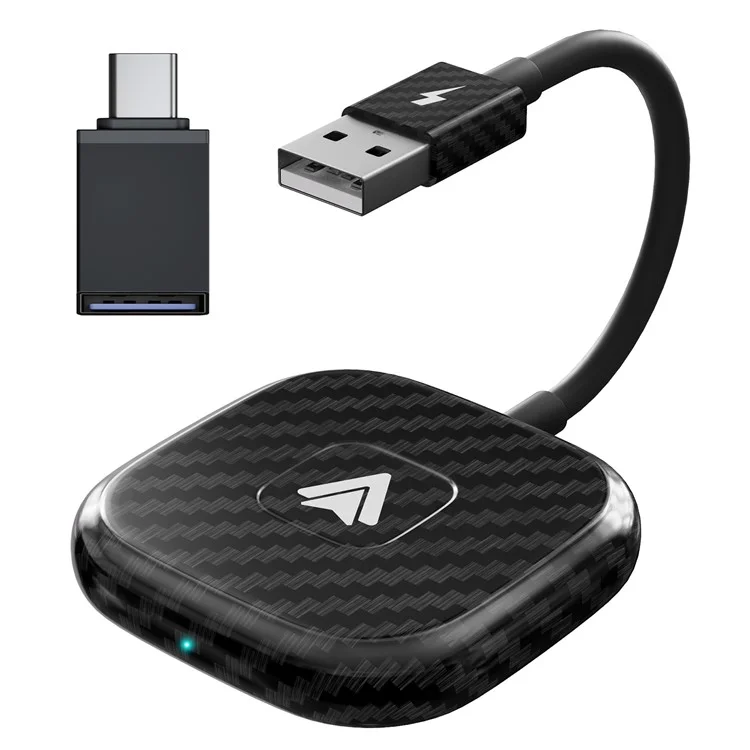 Tht-020-4 + Adaptateur de Lecteur de Voiture Sans Fil Câblé Vers le Convertisseur de Lecture de Voiture Android Android Sans Fil Support USB / Interface Type-c, Noir