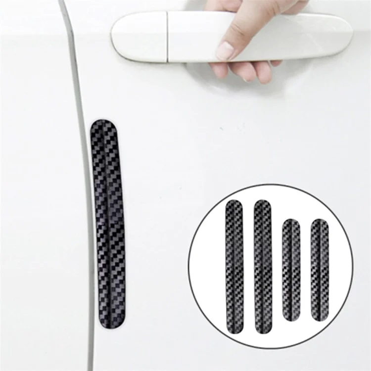 DM-114 4Pcs / Set Car Door PC Anti-collision Strip Carbon Fiber Texture Vehicle Door Protection Sticker