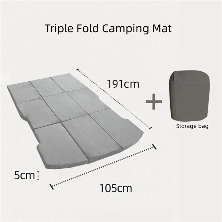 For Tesla Model Y / 3 Tri-fold Splicing Bed Camping Memory Foam Sleeping Pad Car Back Seat Mattress with Storage Bag