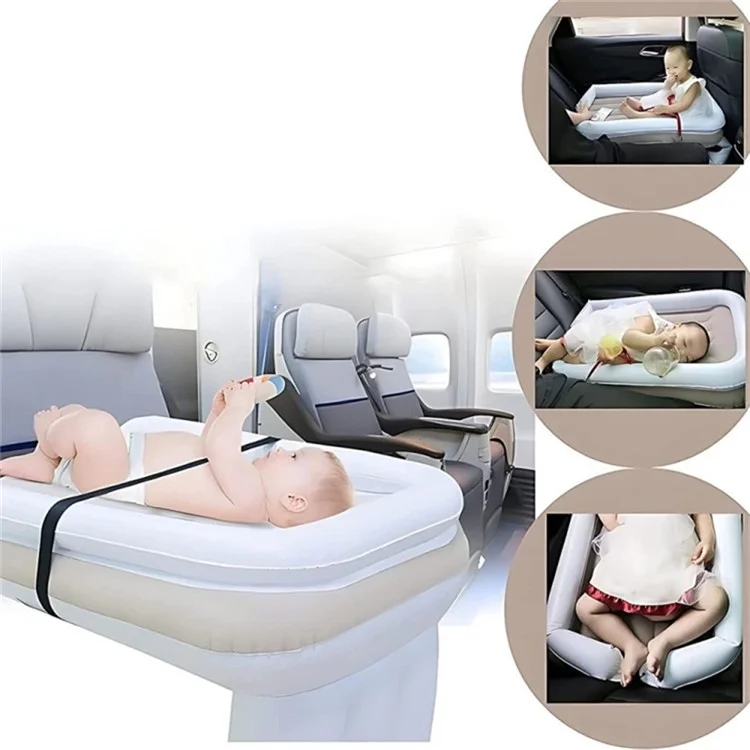 Inflatable Airplane Car Bed for Toddler Baby Travel Plane Sleeping Bed with Pump Safety Belt and Storage Bag