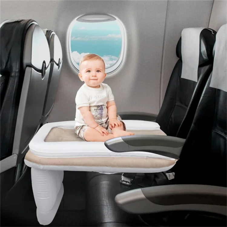 Inflatable Airplane Car Bed for Toddler Baby Travel Plane Sleeping Bed with Pump Safety Belt and Storage Bag