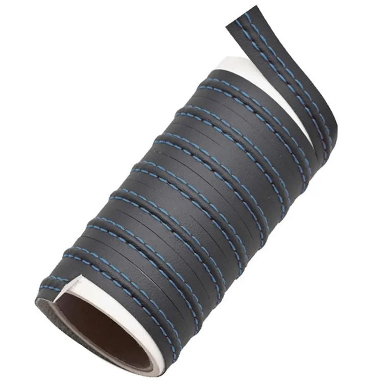 8m Car Interior Trim Strip Automobile Center Console PU Leather Adhesive Decorative Strip - Blue