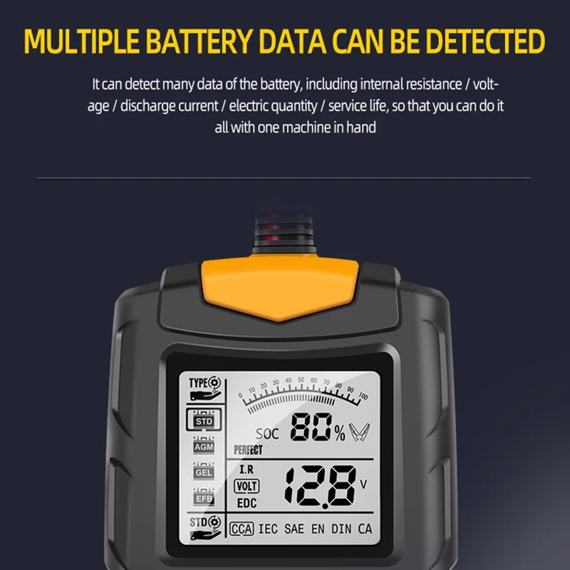 E-FAST TK100 12V / 24V Car Battery Tester Battery Analyzer Digital Resistance Measuring Instrument - Red