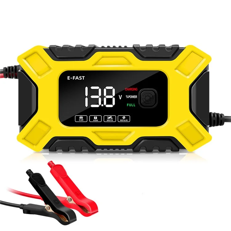 E-FAST TK300 12V Car Motorcycle Battery Charger Lead-Acid Battery Restore Charger - Yellow / EU Plug
