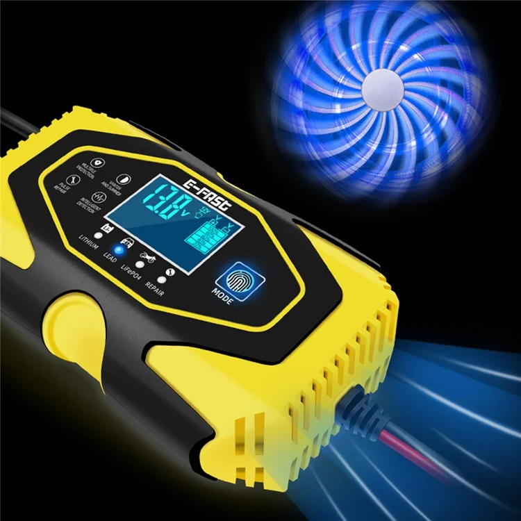 E-FAST zyx-J40 12V / 24V 7-Stufen-Autobatterie-Ladegerät für Motorräder - Gelb / EU-Stecker
