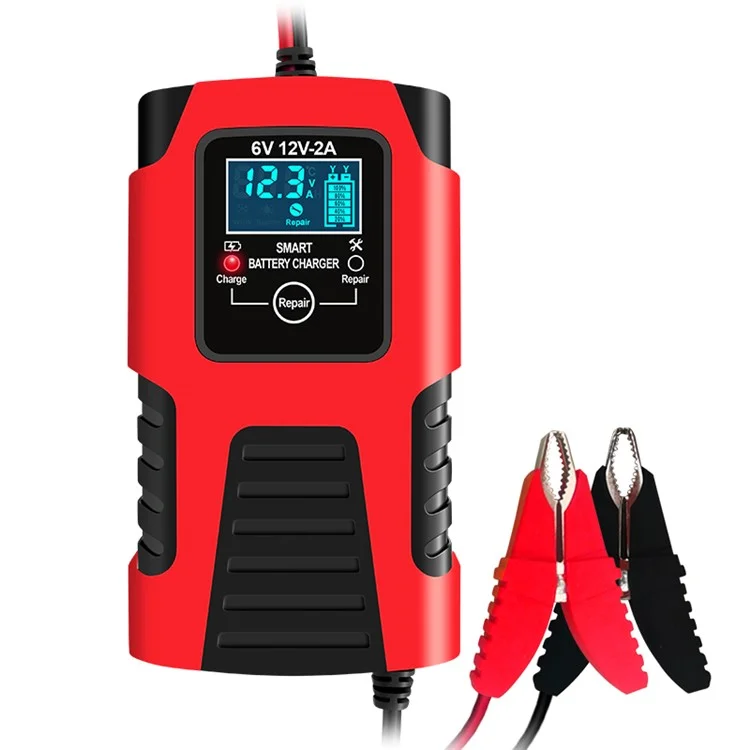 E-FAST ZYX-J99 6V / 12V Lead-Acid Battery Charger for Motorcycles, Tricycles Intelligent Repair Battery Charger - Red / US Plug