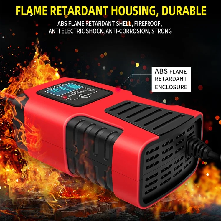 E-FAST ZYX-J99 6V / 12V Lead-Acid Battery Charger for Motorcycles, Tricycles Intelligent Repair Battery Charger - Red / US Plug