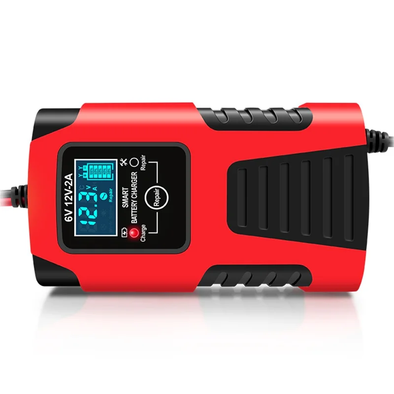 E-FAST ZYX-J99 6V / 12V Lead-Acid Battery Charger for Motorcycles, Tricycles Intelligent Repair Battery Charger - Red / US Plug