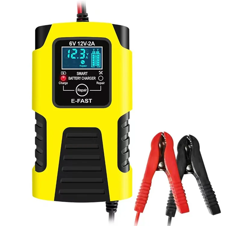 E-FAST ZYX-J99 6V / 12V Lead-Acid Battery Charger for Motorcycles, Tricycles Intelligent Repair Battery Charger - Yellow / US Plug