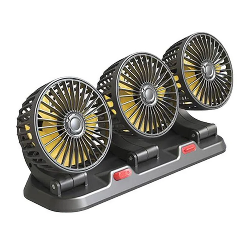 F4310 Summer Car Cooler Fan Vehicle Interior 3-Head Cooling Fan with Parking Number Plate - 12V Cigarette Lighter Plug