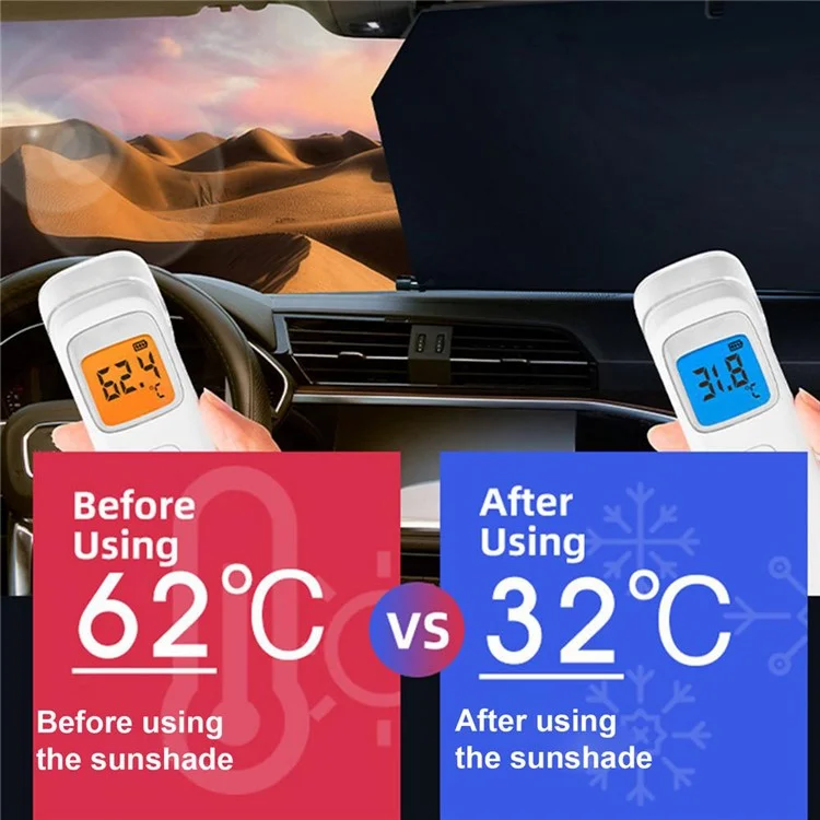 PM-1120 Pare-soleil en alliage d'aluminium d'été pour voiture Pare-brise Parasol Couverture Réflecteur UV Pare-soleil avant