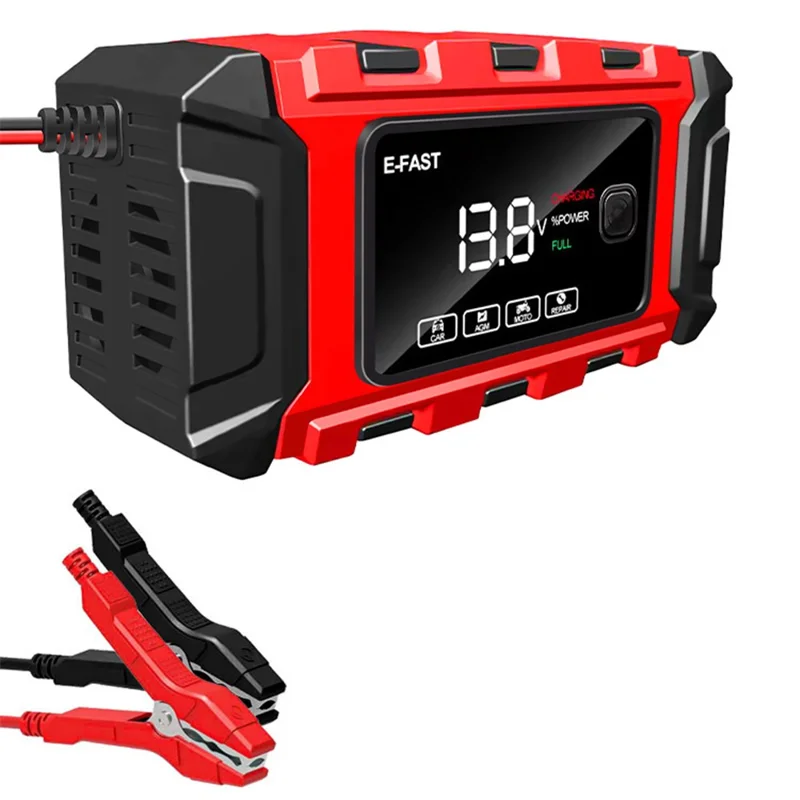 E-FAST TK-360 12V / 6A Car Full Automatic Battery Charger Maintainer Trickle Charger Battery Desulfator - US Plug