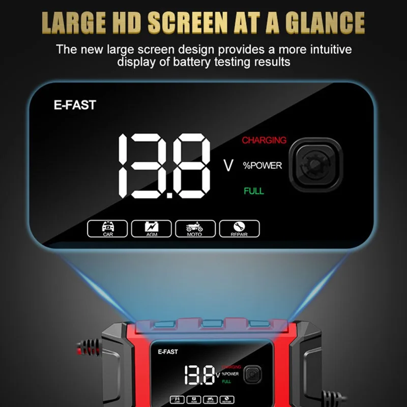 E-FAST TK-360 12V / 6A Car Full Automatic Battery Charger Maintainer Trickle Charger Battery Desulfator - US Plug