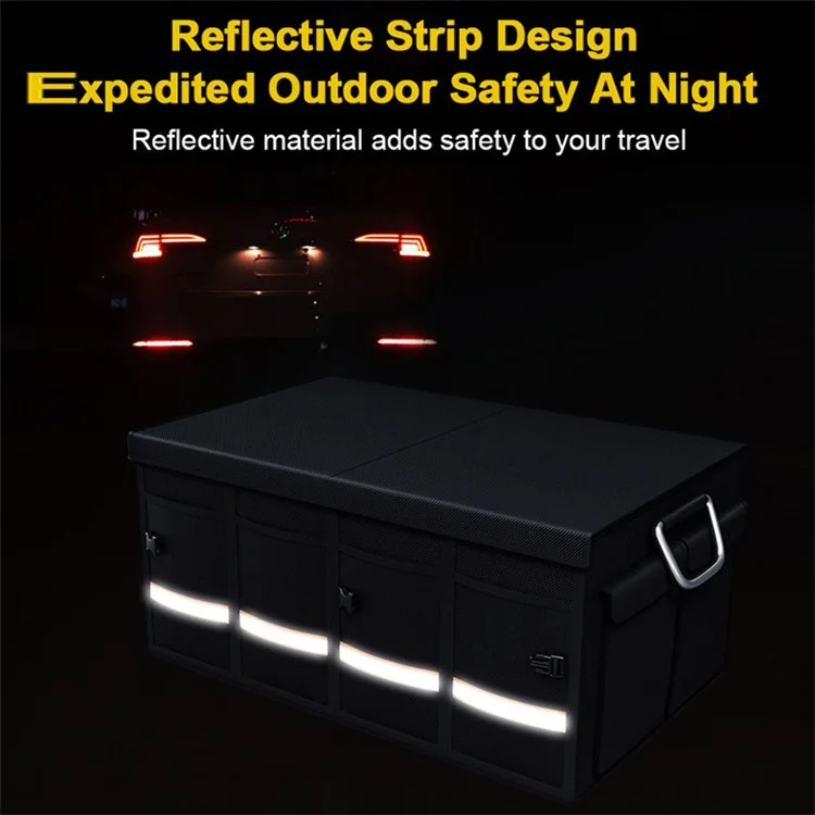 YH-4331 36L Reflective Outdoor Travel Trunk Organizer with Lid Folding Storage Case Car Trunk Box - Schwarz