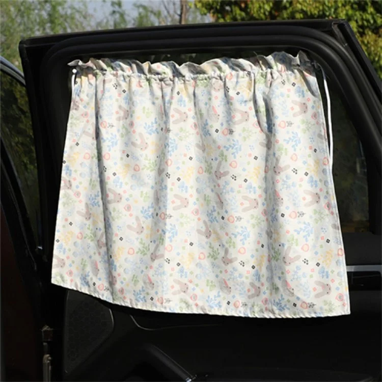 Cute Pattern Printed Car Window Anti-UV Curtain Cotton Cloth Vehicle Side Window Sun Shade Curtain - Rabbit