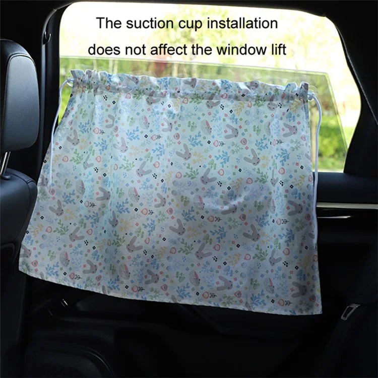 Cute Pattern Printed Car Window Anti-UV Curtain Cotton Cloth Vehicle Side Window Sun Shade Curtain - Rabbit