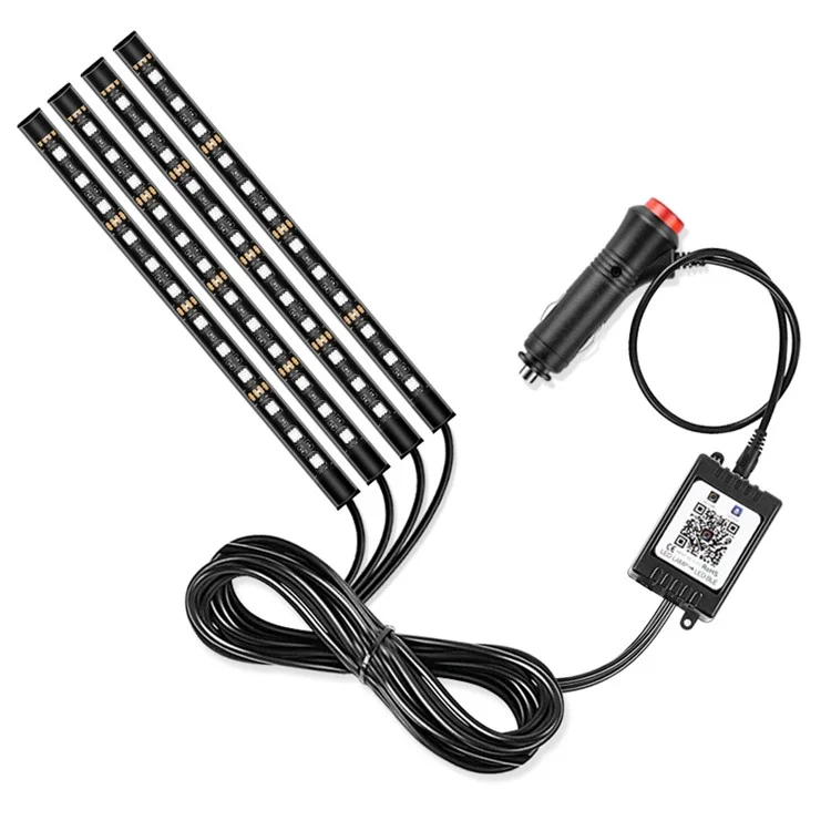E8 48LED Bluetooth-compatible Colorful Light Bar Car Decorative Strip Light 12V Cigarette Lighter APP Control Ambient Light