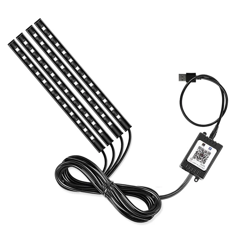 E8U48 Bluetooth-compatible Colorful Light Bar 5V USB Car Decorative Strip Light APP Control 48LED Ambient Light