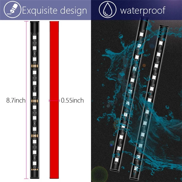 E8U48 Bluetooth-compatible Colorful Light Bar 5V USB Car Decorative Strip Light APP Control 48LED Ambient Light