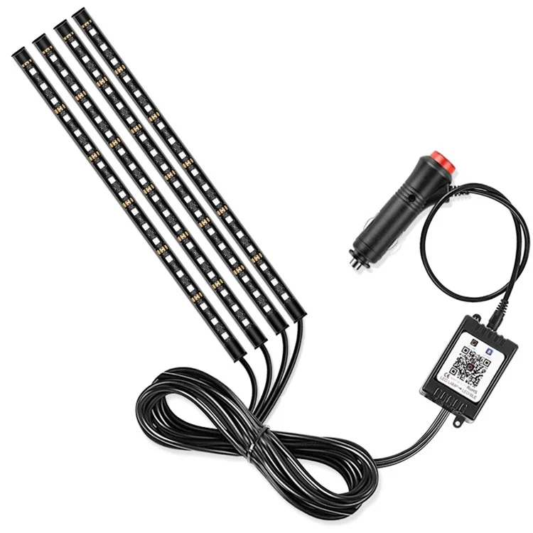 E9 72LED Car RGB Ambient Light Cigarette Lighter 12V Bluetooth-compatible APP Control Car Decoration Light Strip