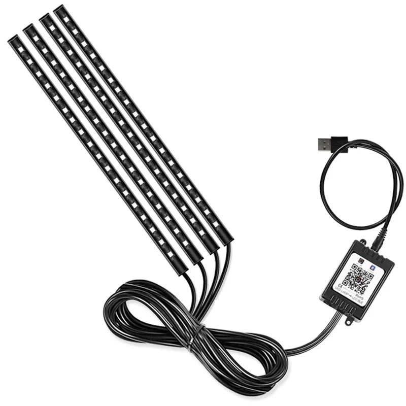 E9U72 RGB Car Ambient Light USB 5V Bluetooth-compatible APP Control 72LED Car Decoration Light Strip
