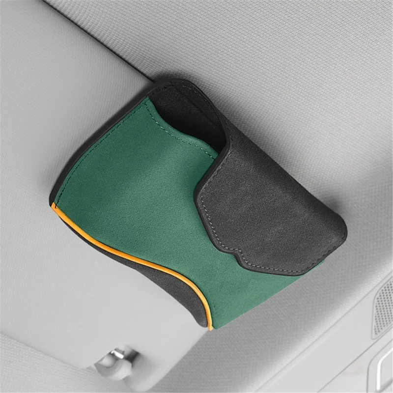 Universal Clip-on Sunglasses Case for Car Sunvisor Card Holder Glasses Storage Box - Green