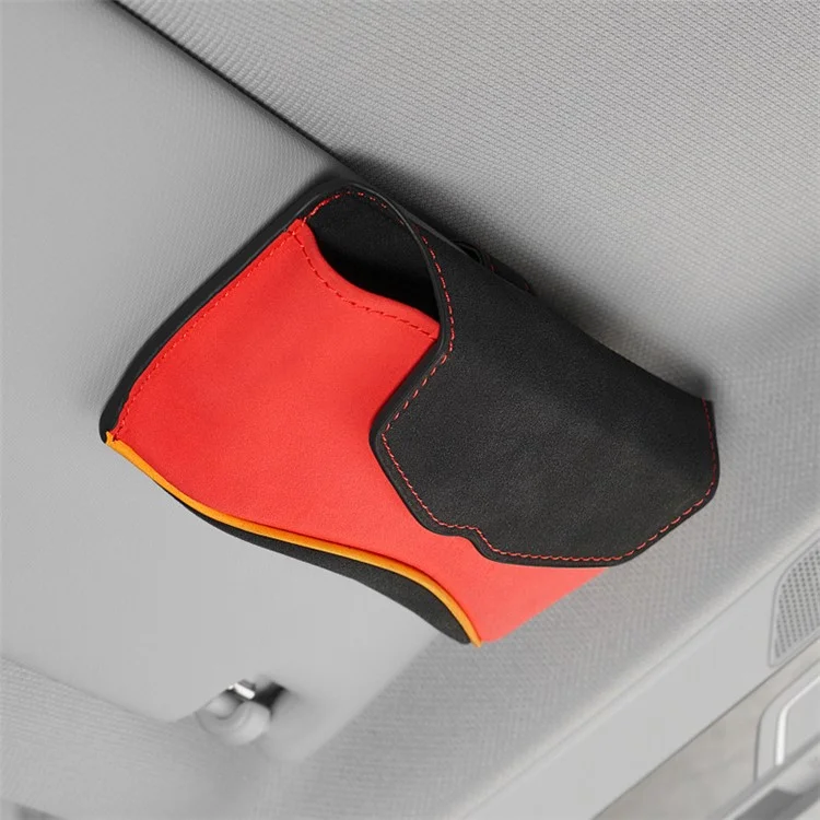 Universal Clip-on Sunglasses Case for Car Sunvisor Card Holder Glasses Storage Box - Red