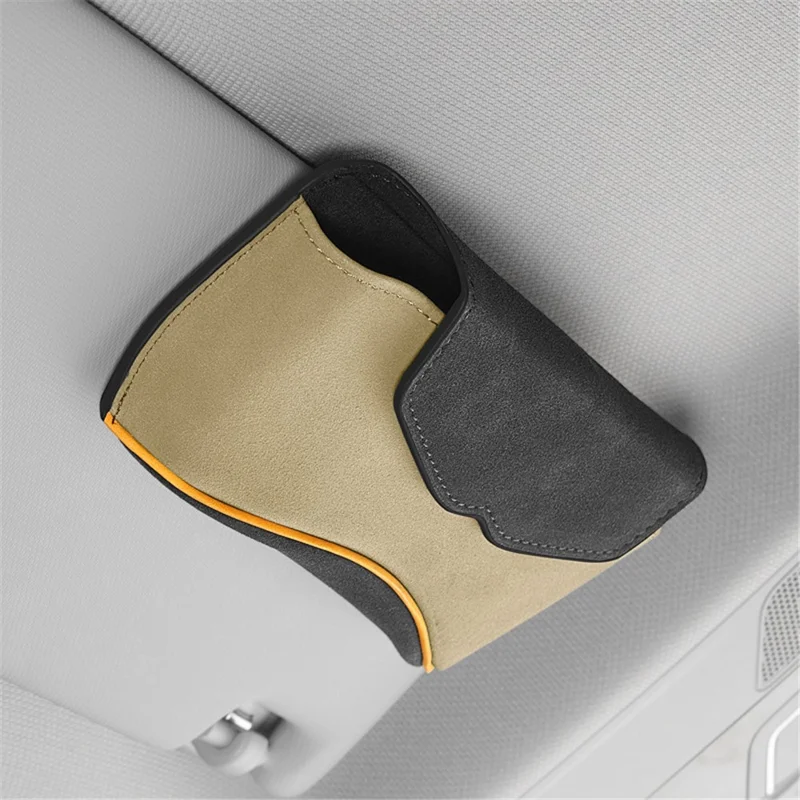 Universele clip-in zonnebrilhouder voor autostuurplank kaarthouder brilopbergdoos - Beige