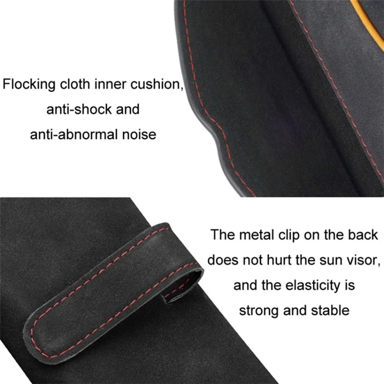 Universal Clip-on Sunglasses Case for Car Sunvisor Card Holder Glasses Storage Box - Brown