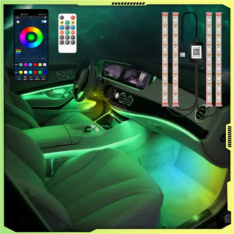 M2U36 Colorful 36 LED Beads SUV Footwell Ambient Lights Car Interior Lights Bluetooth-compatible APP Remote Controll Lamps