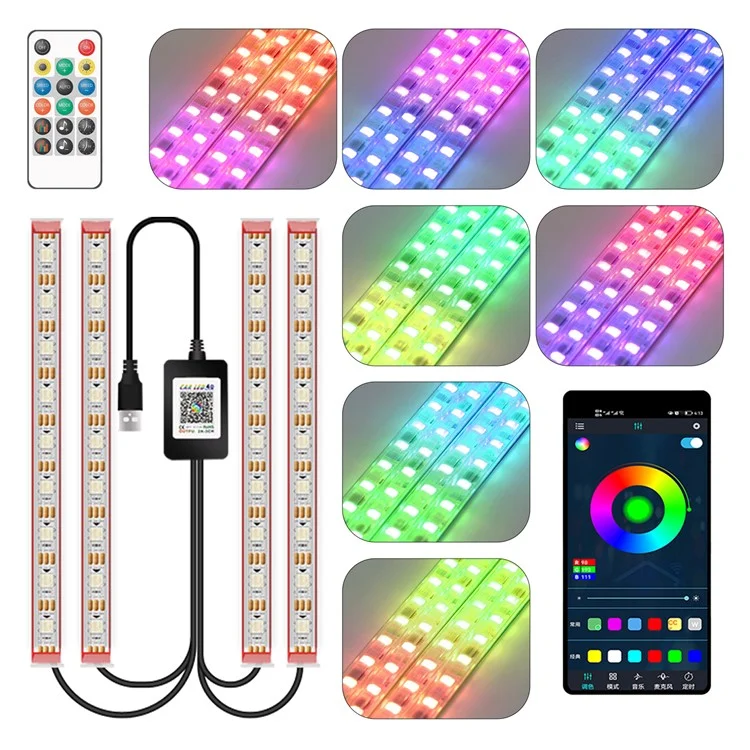 M2U36 Colorful 36 LED Beads SUV Footwell Ambient Lights Car Interior Lights Bluetooth-compatible APP Remote Controll Lamps