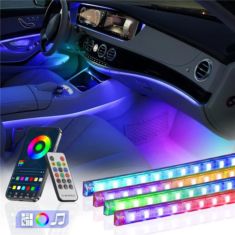 M2U36 Colorful 36 LED Beads SUV Footwell Ambient Lights Car Interior Lights Bluetooth-compatible APP Remote Controll Lamps