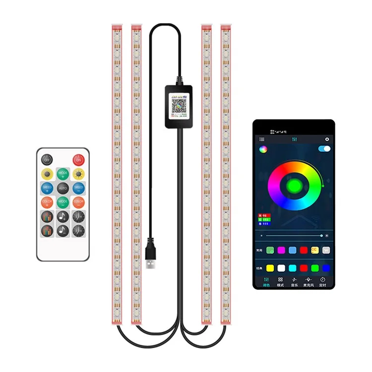 M2U72 72 LED Perlenlampen Autobeleuchtung Bluetooth APP Fernbedienung Steuerung SUV Fußraum Ambiente Beleuchtung