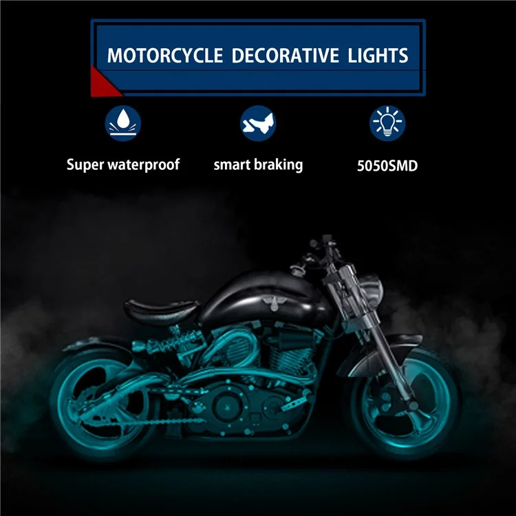 MT12 12-in-1 Motorbike Silicone Light Strip Bluetooth-compatible APP Control Motorcycle Decorative Atmosphere Light