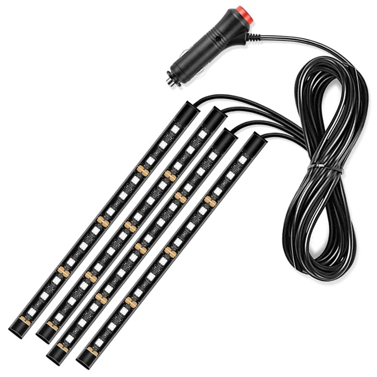 E2 Cigarette Lighter 12V Car Ambient Light Bar Monochrome 48 LED Light Strip for Car Internal Decoration - Red