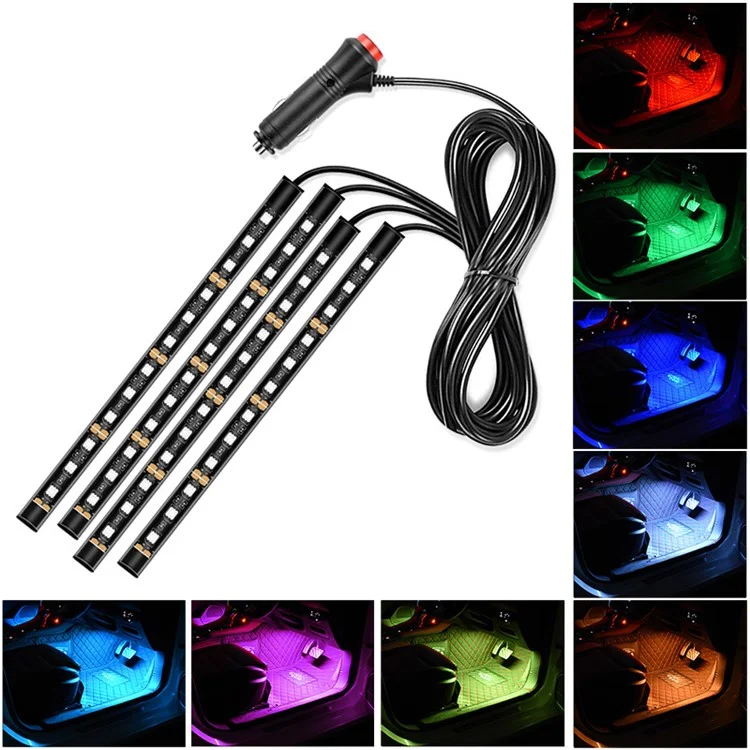 E2 Cigarette Lighter 12V Car Ambient Light Bar Monochrome 48 LED Light Strip for Car Internal Decoration - Red