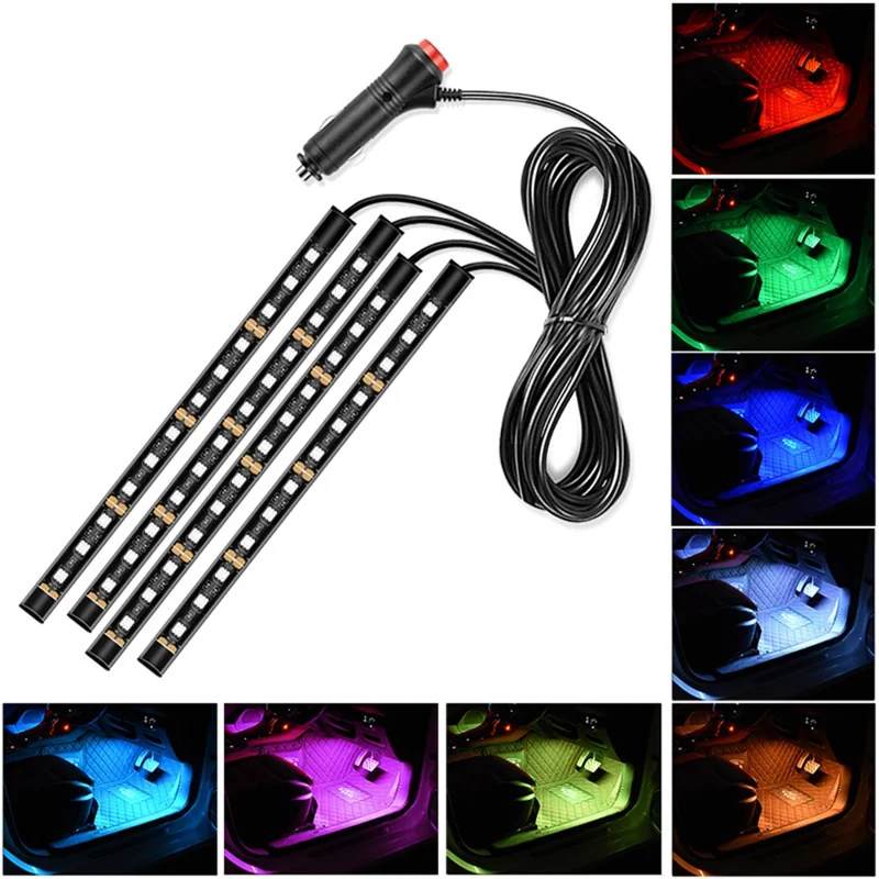 E2 Cigarette Lighter 12V Car Ambient Light Bar Monochrome 48 LED Light Strip for Car Internal Decoration - Blue