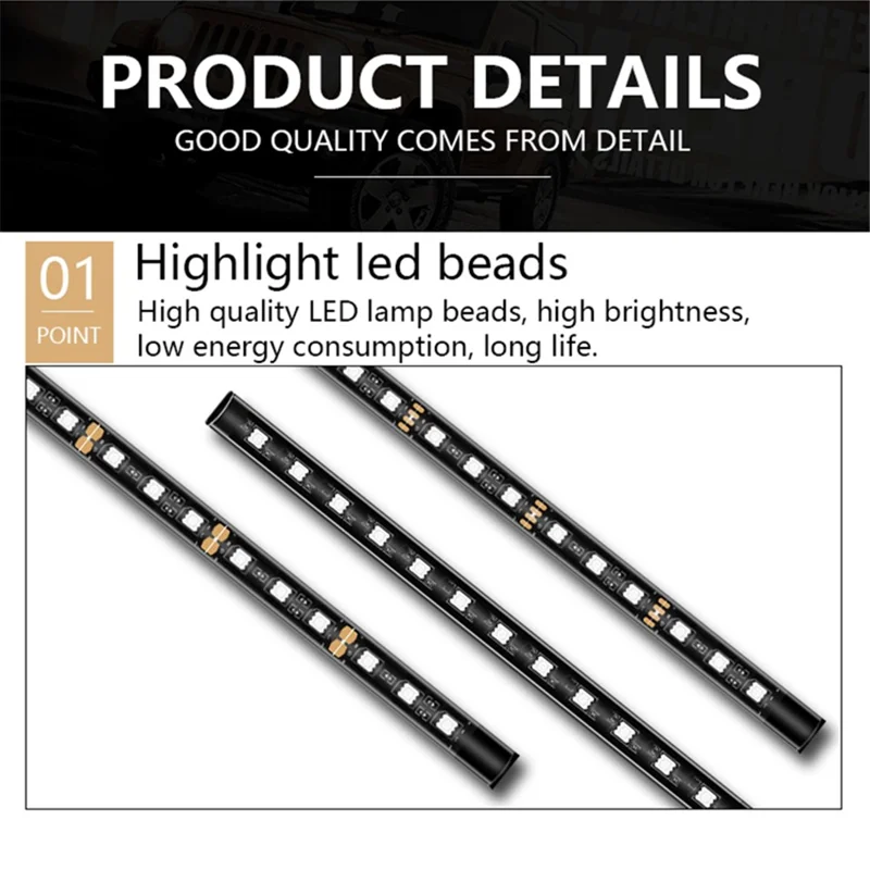 E1 24 LED Monochrome Car Light Strip Cigarette Lighter 12V Waterproof Car Ambient Light Bar - Ice Blue