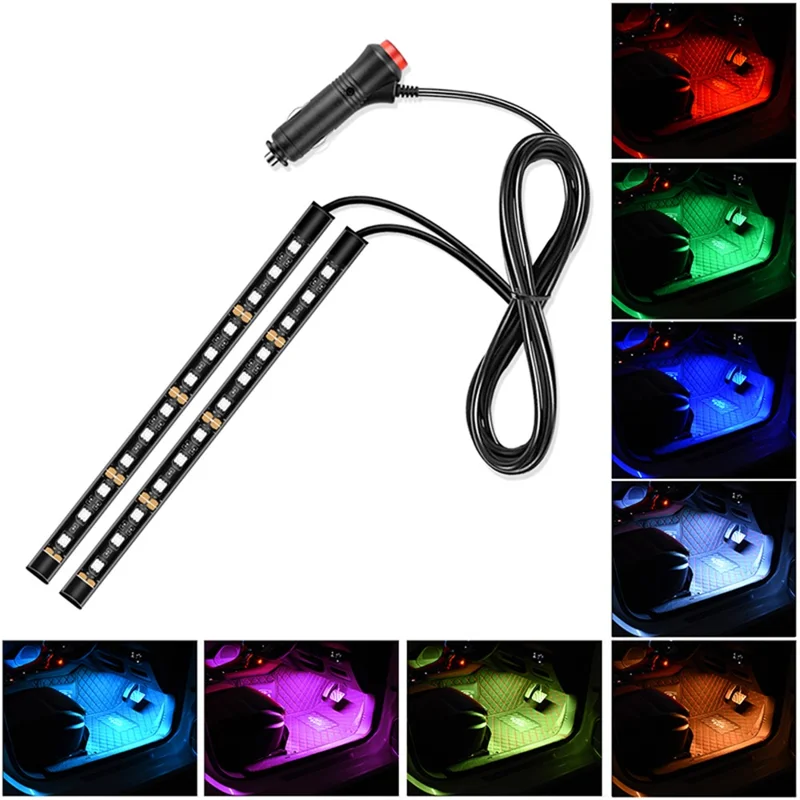 E1 24 LED Monochrome Car Light Strip Cigarette Lighter 12V Waterproof Car Ambient Light Bar - Ice Blue