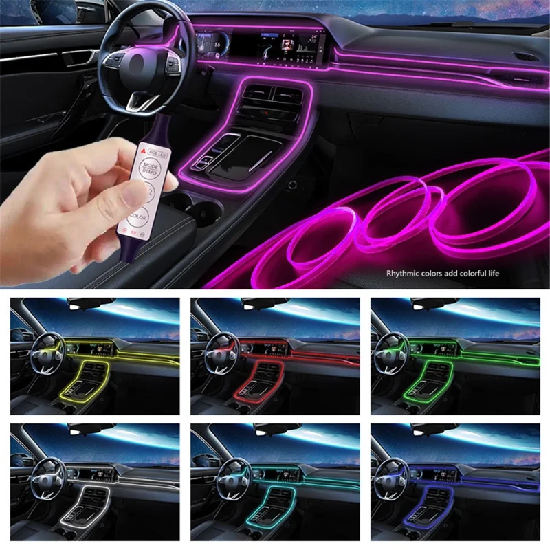 H3U 3m Car Interior LED Atmosphere Light Strip Flexible Cold Light USB Wire Control Decorative Neon Lamp