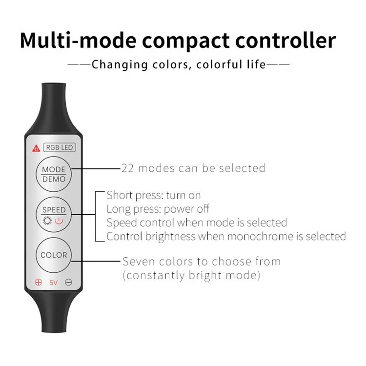 H4U 4m Car Interior Atmosphere RGB LED Flexible Light Strip USB Wire Control Decorative Cold Light Strip