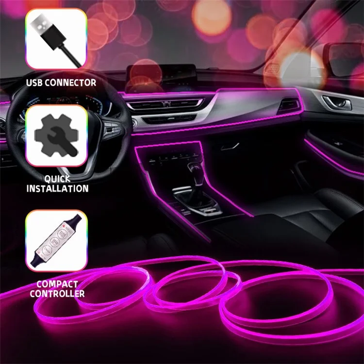 H4U 4m Car Interior Atmosphere RGB LED Flexible Light Strip USB Wire Control Decorative Cold Light Strip